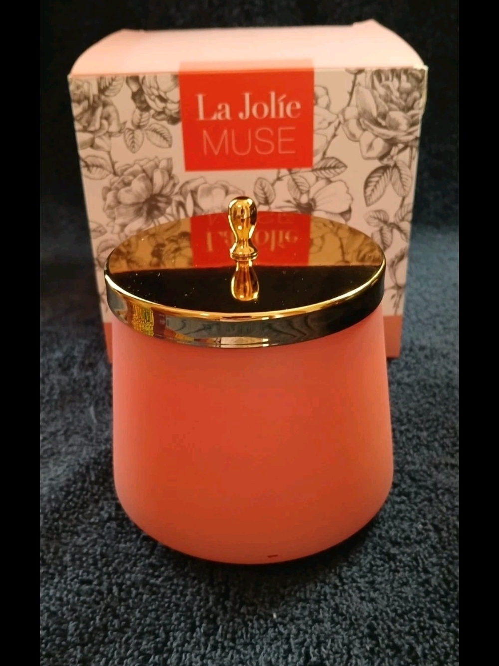 Apricot Rose Scented Candle with Gold Accent Lid Original Box Natural Wax 12 Oz
